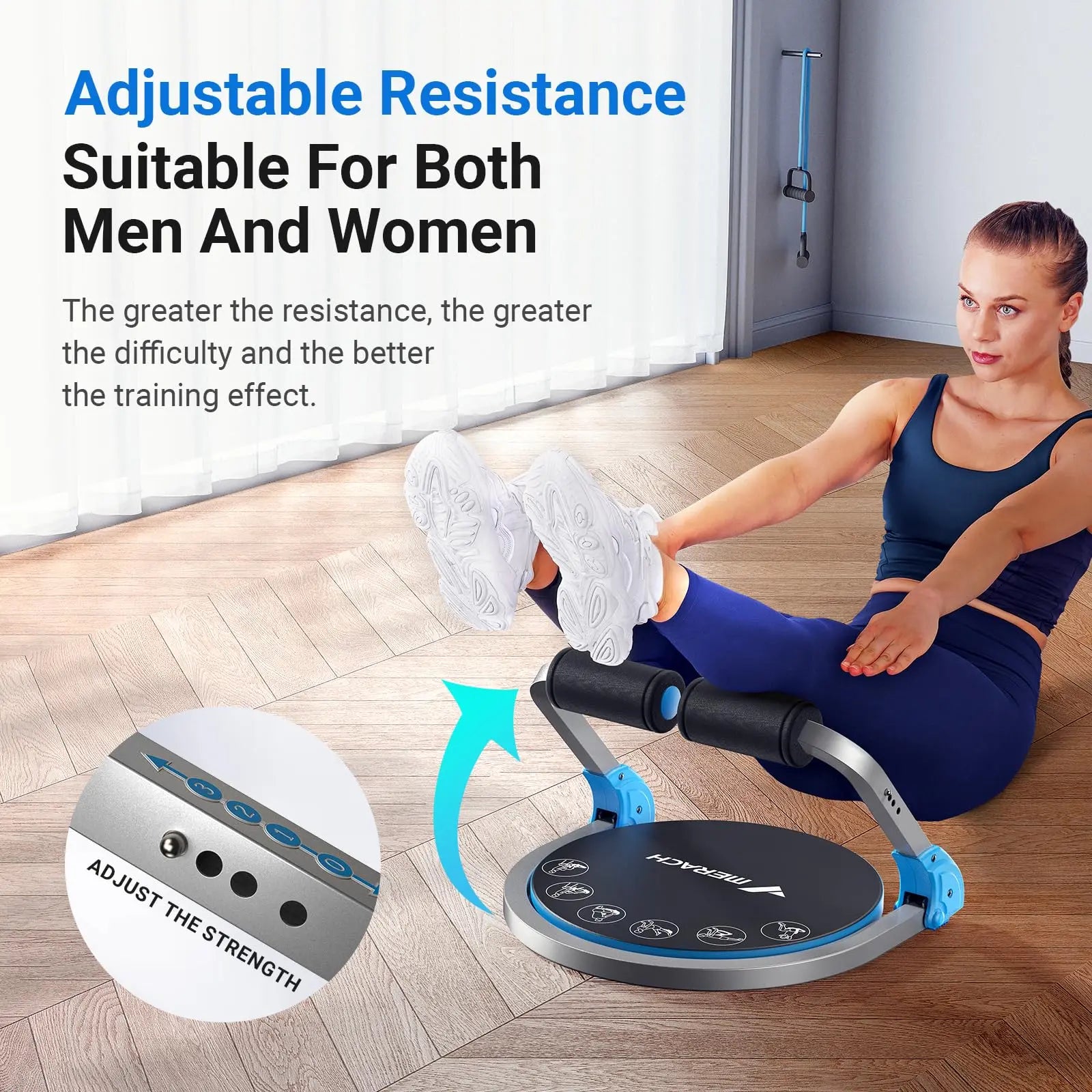 MERACH Adjustable Resistance Automatic Rebound Sit-Up Machine