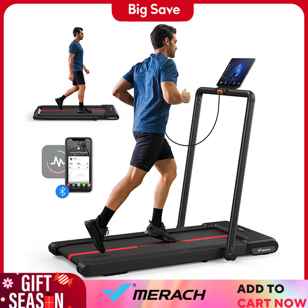 MERACH 2-in-1 Folding Under Desk Walking Treadmill