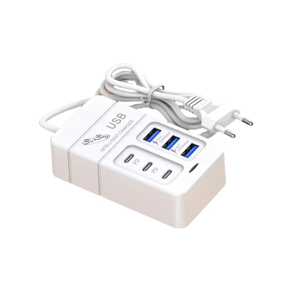 6-in-1 USB Charger – 35W Fast Charging Hub for All Your Devices