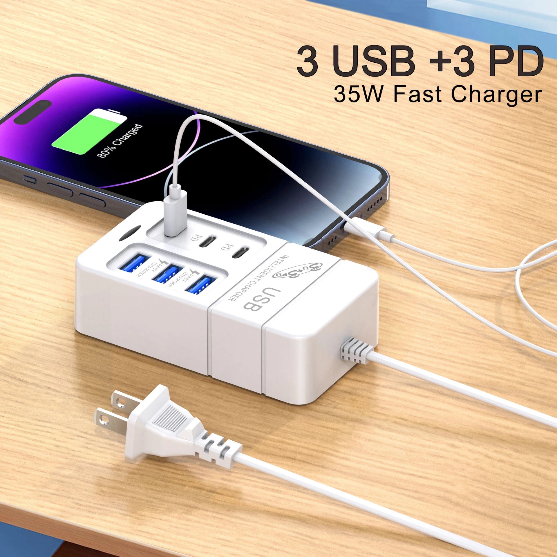 6-in-1 USB Charger – 35W Fast Charging Hub for All Your Devices