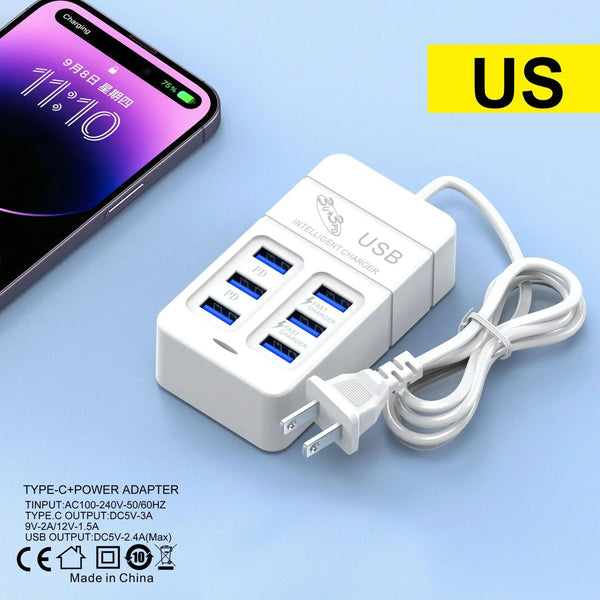 6-in-1 USB Charger – 35W Fast Charging Hub for All Your Devices