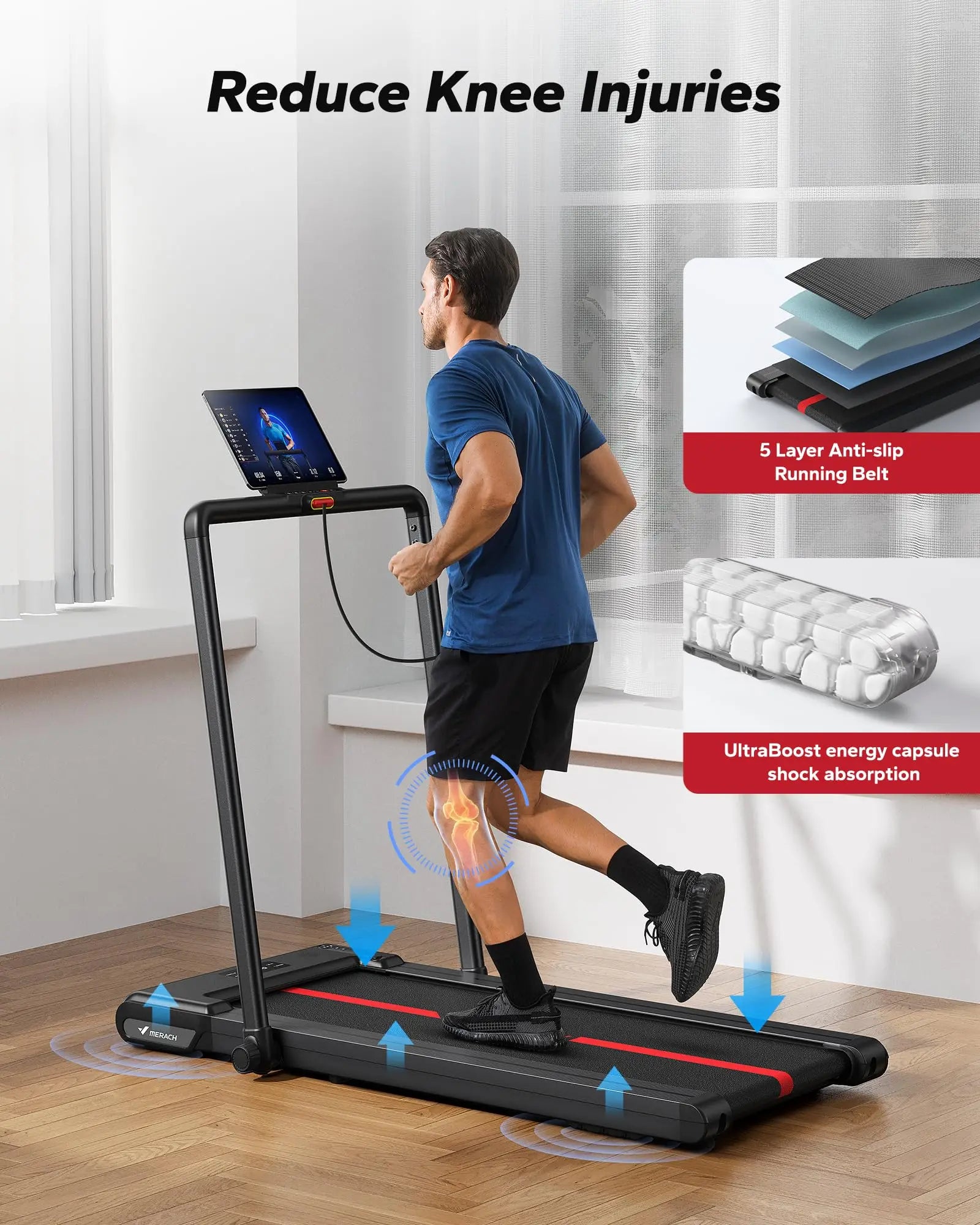 MERACH 2-in-1 Folding Under Desk Walking Treadmill