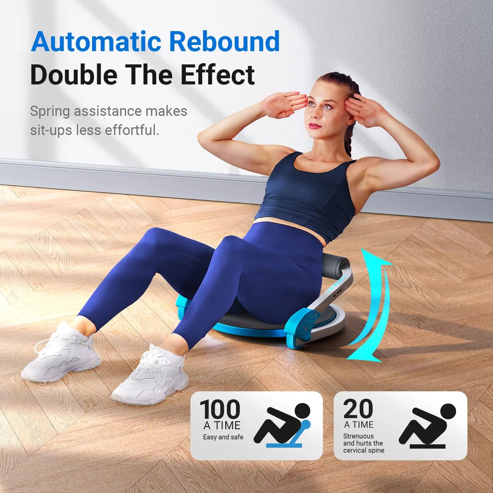 MERACH Adjustable Resistance Automatic Rebound Sit-Up Machine