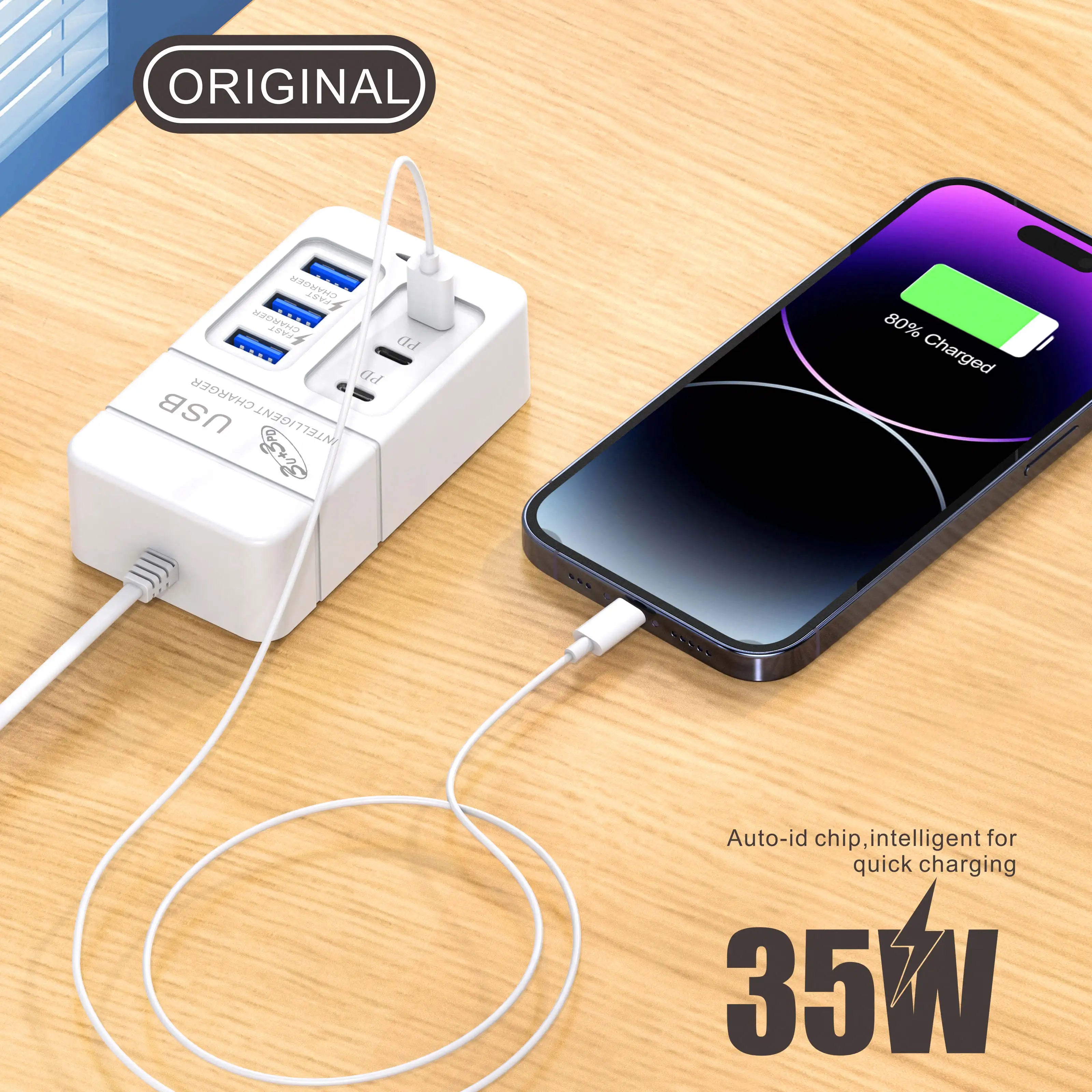 6-in-1 USB Charger – 35W Fast Charging Hub for All Your Devices