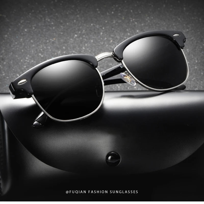 Classic Half Frame Polarized Sunglasses – Retro Style, Modern Eye Protection