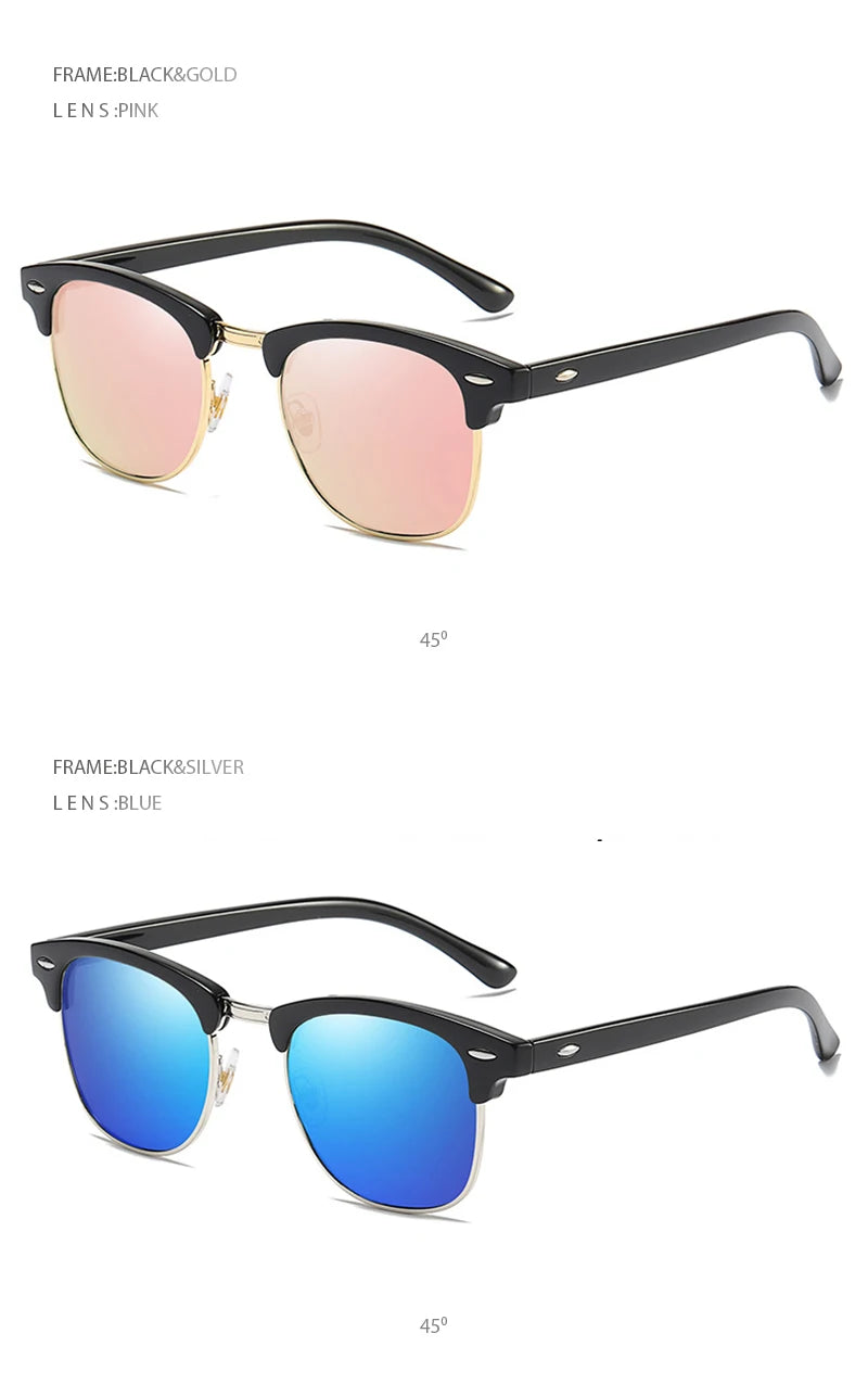 Classic Half Frame Polarized Sunglasses – Retro Style, Modern Eye Protection