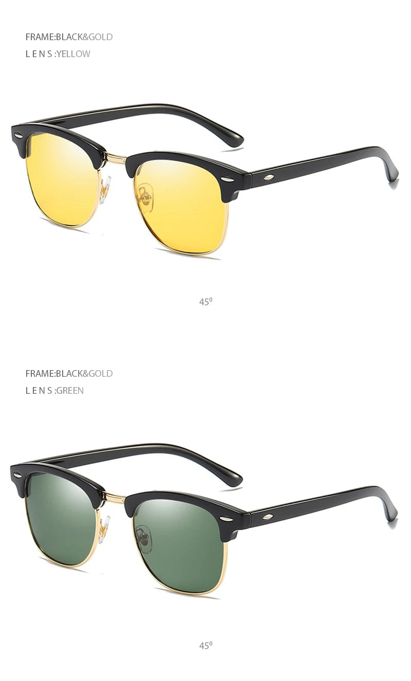 Classic Half Frame Polarized Sunglasses – Retro Style, Modern Eye Protection