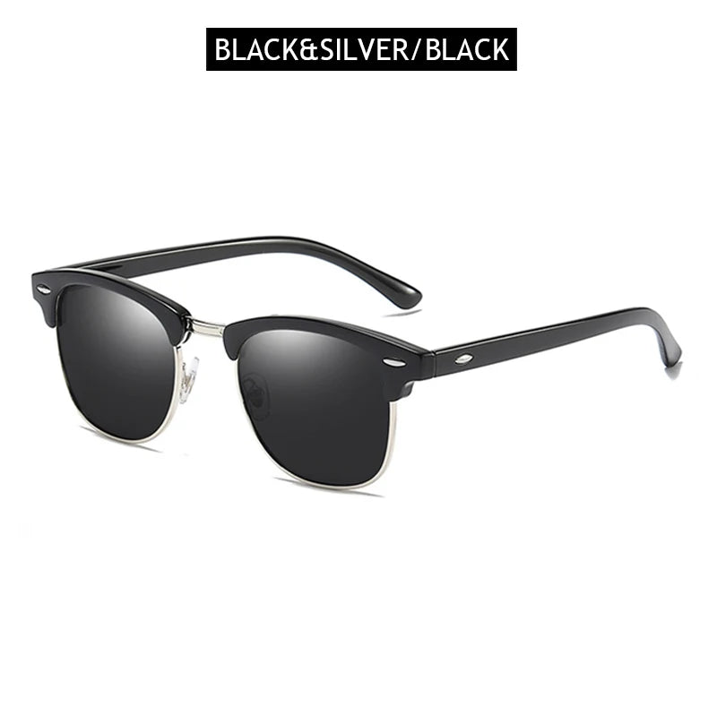 Classic Half Frame Polarized Sunglasses – Retro Style, Modern Eye Protection