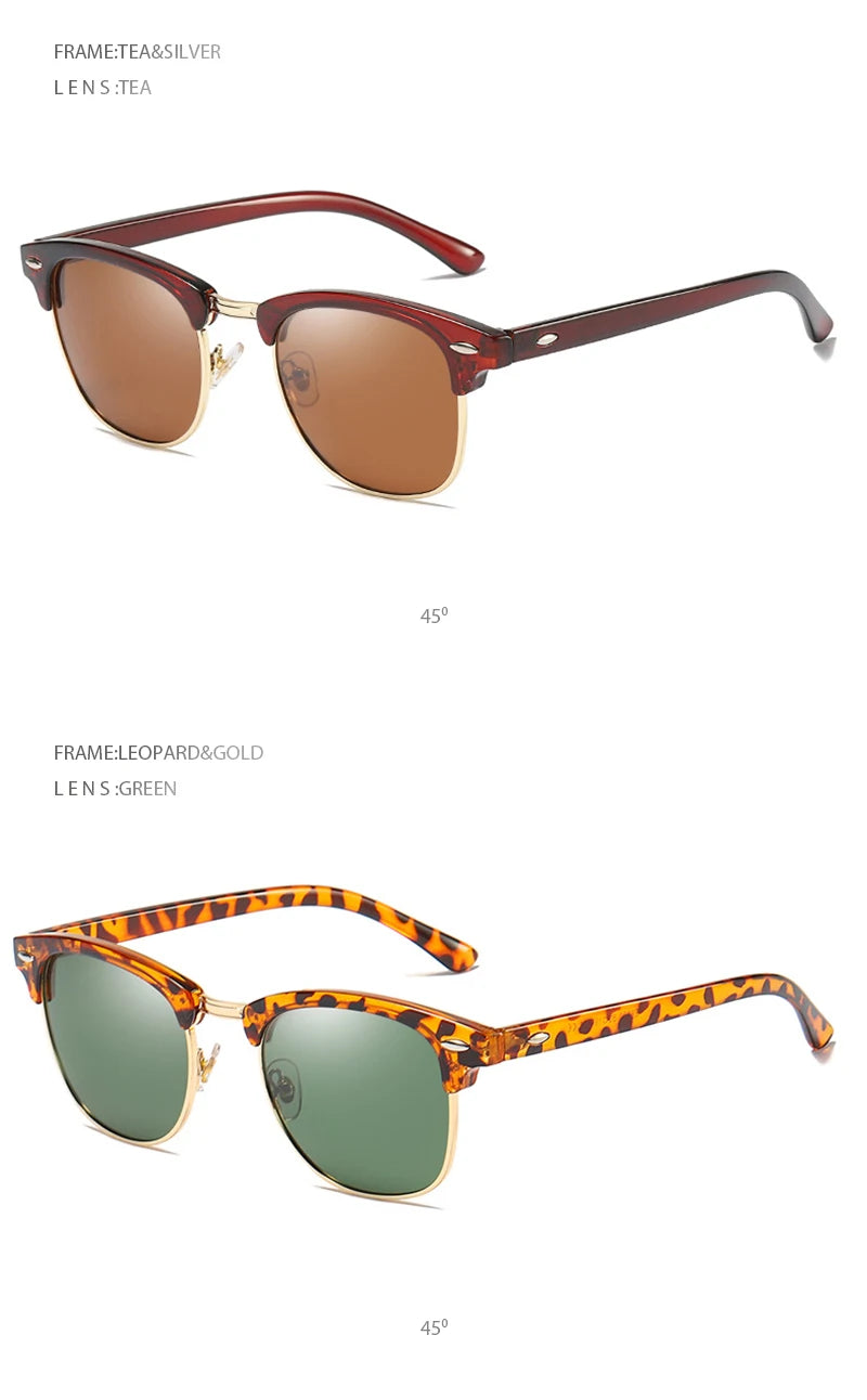Classic Half Frame Polarized Sunglasses – Retro Style, Modern Eye Protection