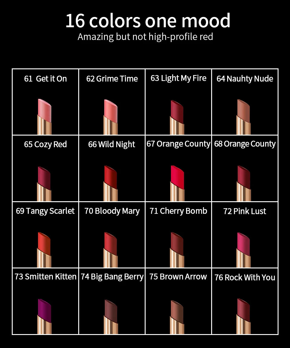 💄 CHARMACY 16 Colors Waterproof Velvet Lipstick – Long-Lasting Matte Finish
