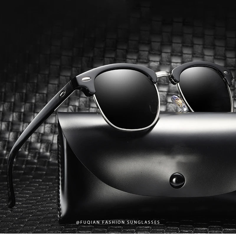 Classic Half Frame Polarized Sunglasses – Retro Style, Modern Eye Protection
