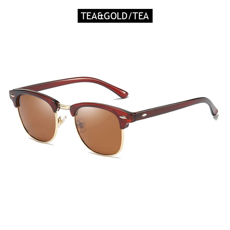 Classic Half Frame Polarized Sunglasses – Retro Style, Modern Eye Protection