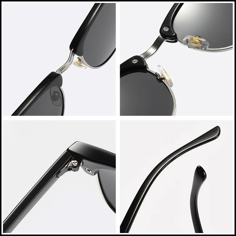 Classic Half Frame Polarized Sunglasses – Retro Style, Modern Eye Protection