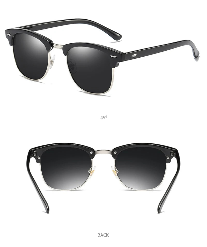 Classic Half Frame Polarized Sunglasses – Retro Style, Modern Eye Protection