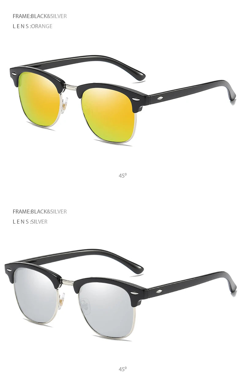 Classic Half Frame Polarized Sunglasses – Retro Style, Modern Eye Protection