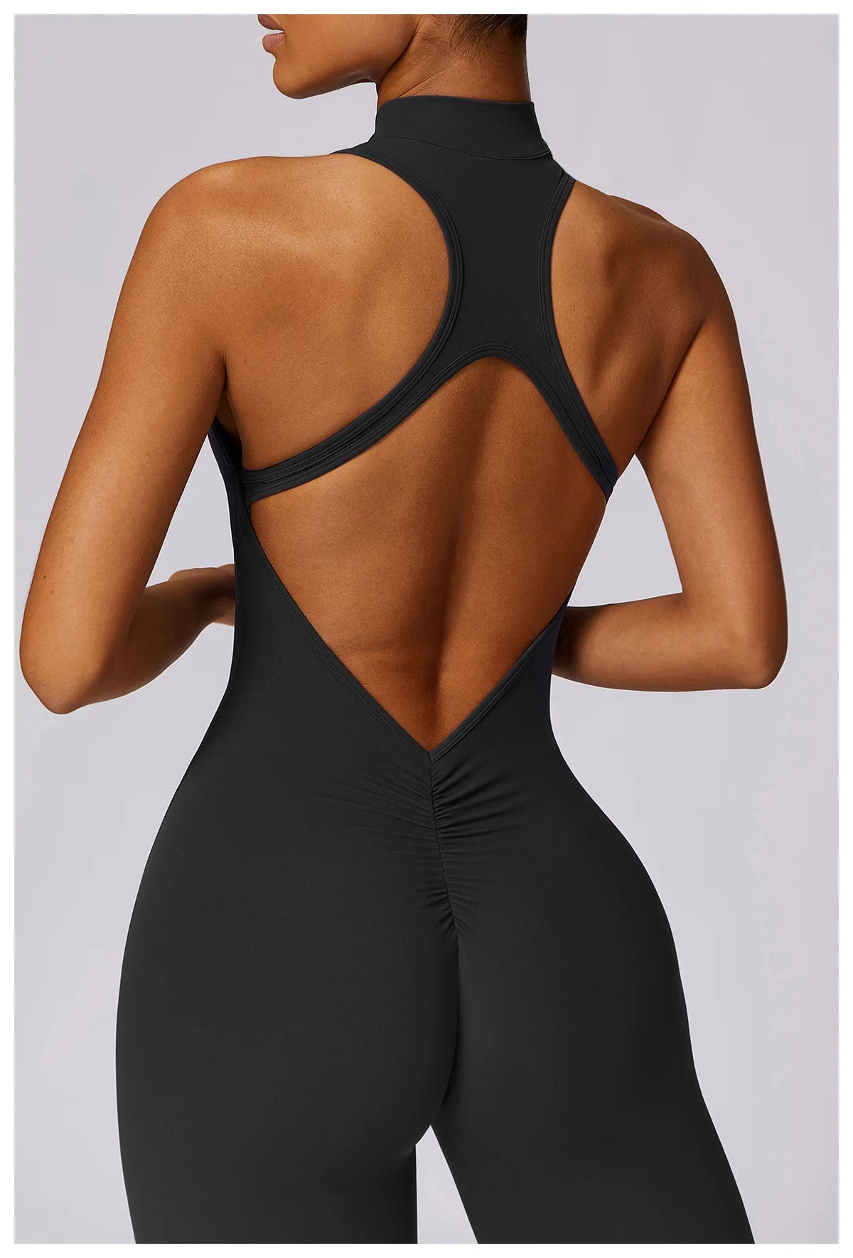 🔥 Women’s V-Back One-Piece Sports Jumpsuit – Backless Workout Bodysuit