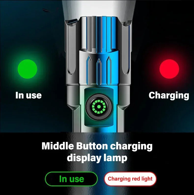 High-Power 2000LM LED Tactical Flashlight – Zoomable, USB Rechargeable