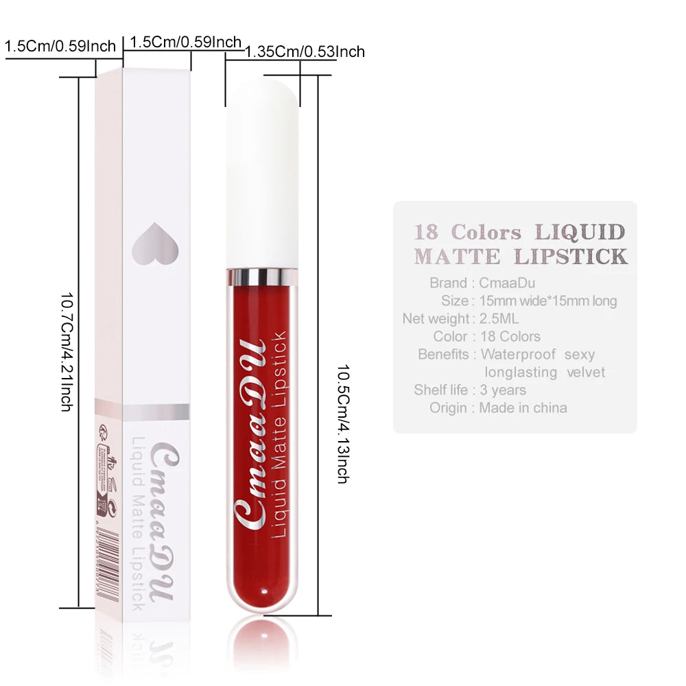 💋 CmaaDu Matte Lip Gloss Liquid Lipstick – Long-Lasting, Waterproof Red Tones