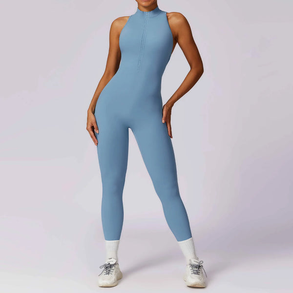 🔥 Women’s V-Back One-Piece Sports Jumpsuit – Backless Workout Bodysuit