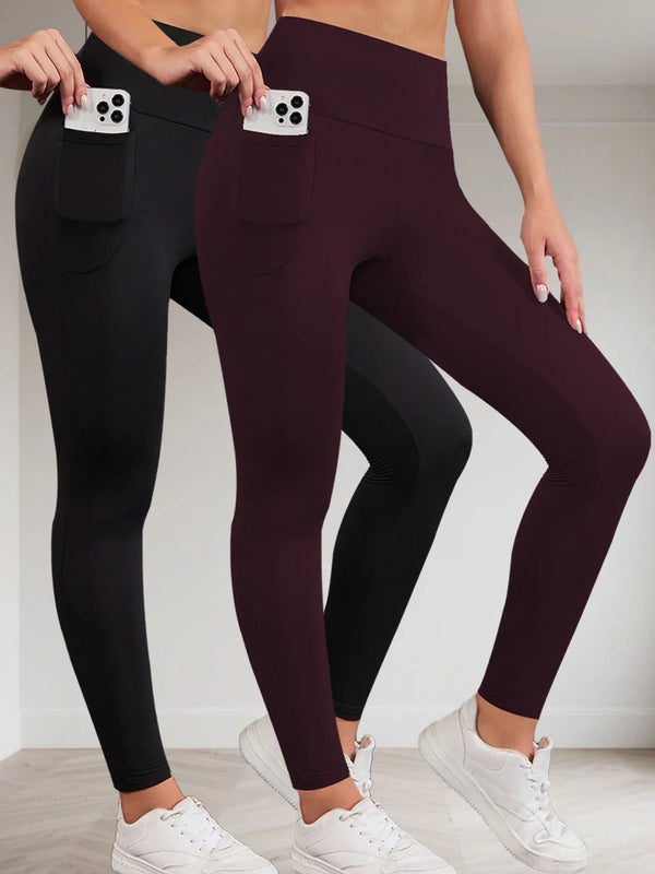 🖤 2-Pack Super Soft High Waisted Sports Leggings with Pockets