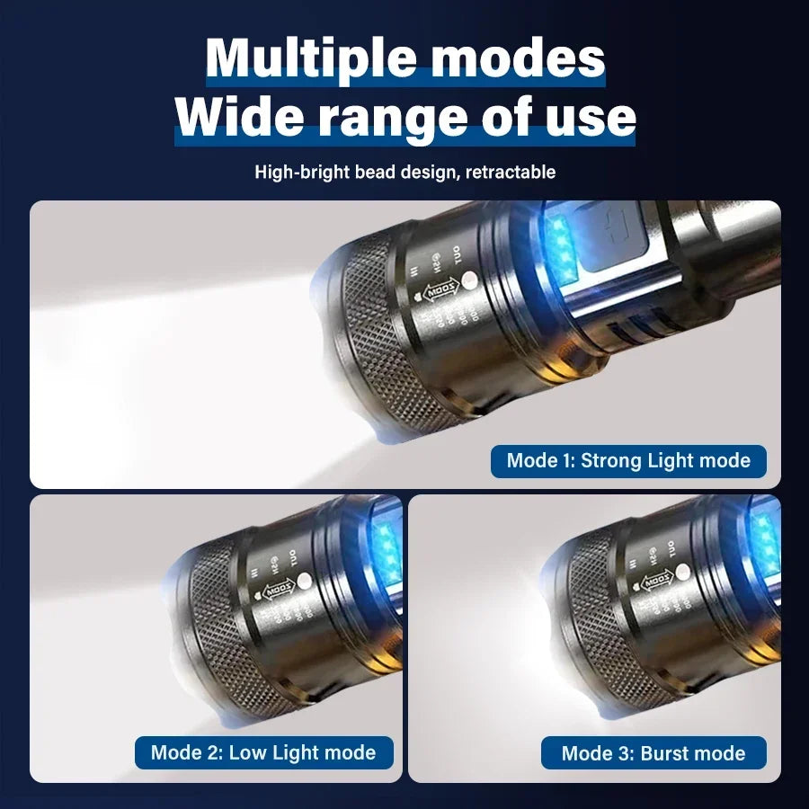 High-Power 2000LM LED Tactical Flashlight – Zoomable, USB Rechargeable