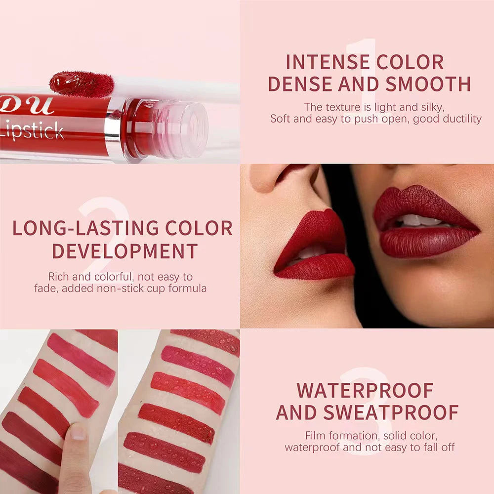 💋 CmaaDu Matte Lip Gloss Liquid Lipstick – Long-Lasting, Waterproof Red Tones