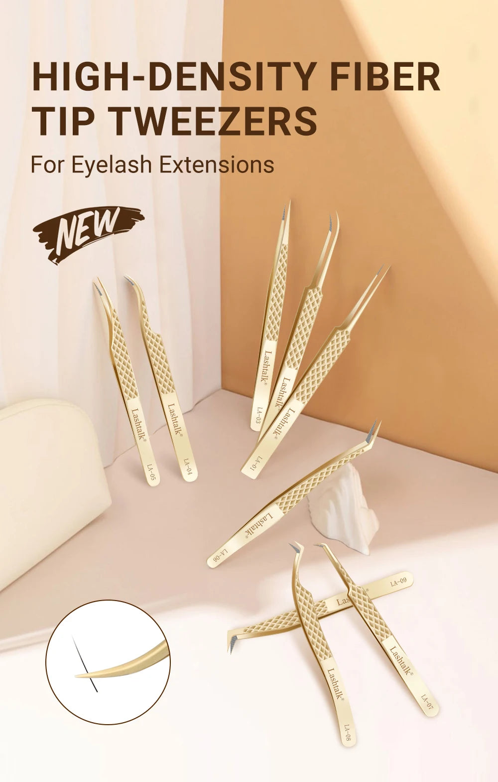 Lashtalk Precision Fiber Tip Tweezer – Diamond Grip, Flawless Lash Control