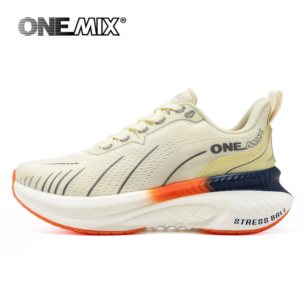 👟 ONEMIX White Road Running Shoes – Lightweight Air Cushion Performance