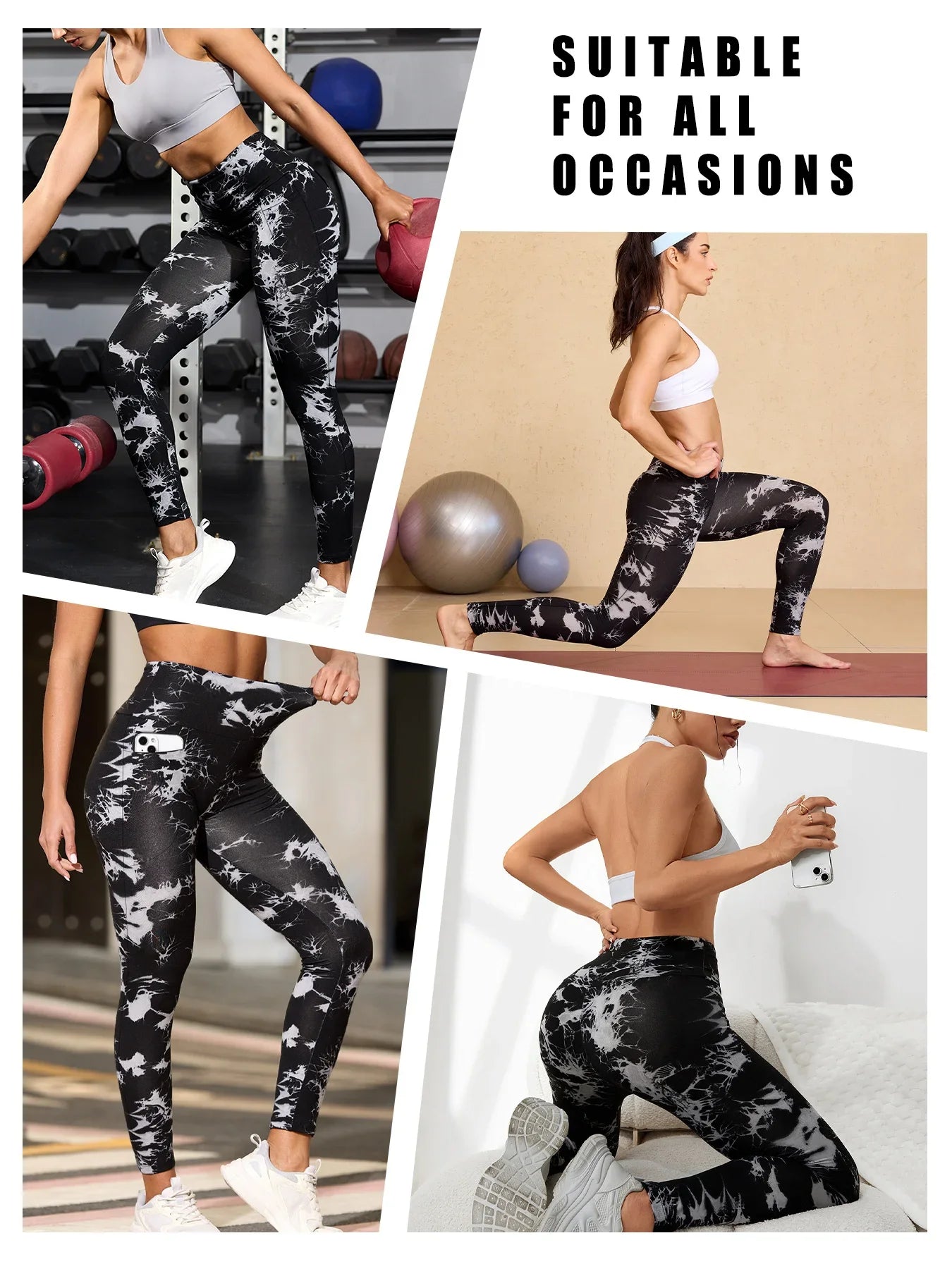 🌈 3-Pack Super Soft High Waisted Tie Dye Leggings with Pockets