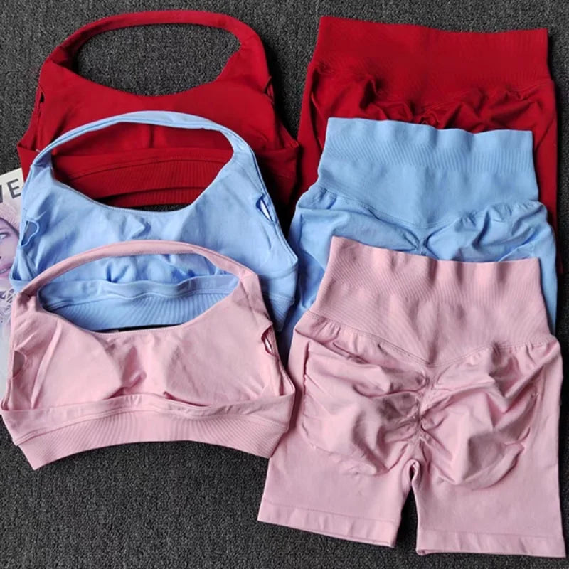 :  🧘‍♀️ 2 Pieces Seamless Yoga Set – Women’s Sports Bra & Shorts Workout Outfit