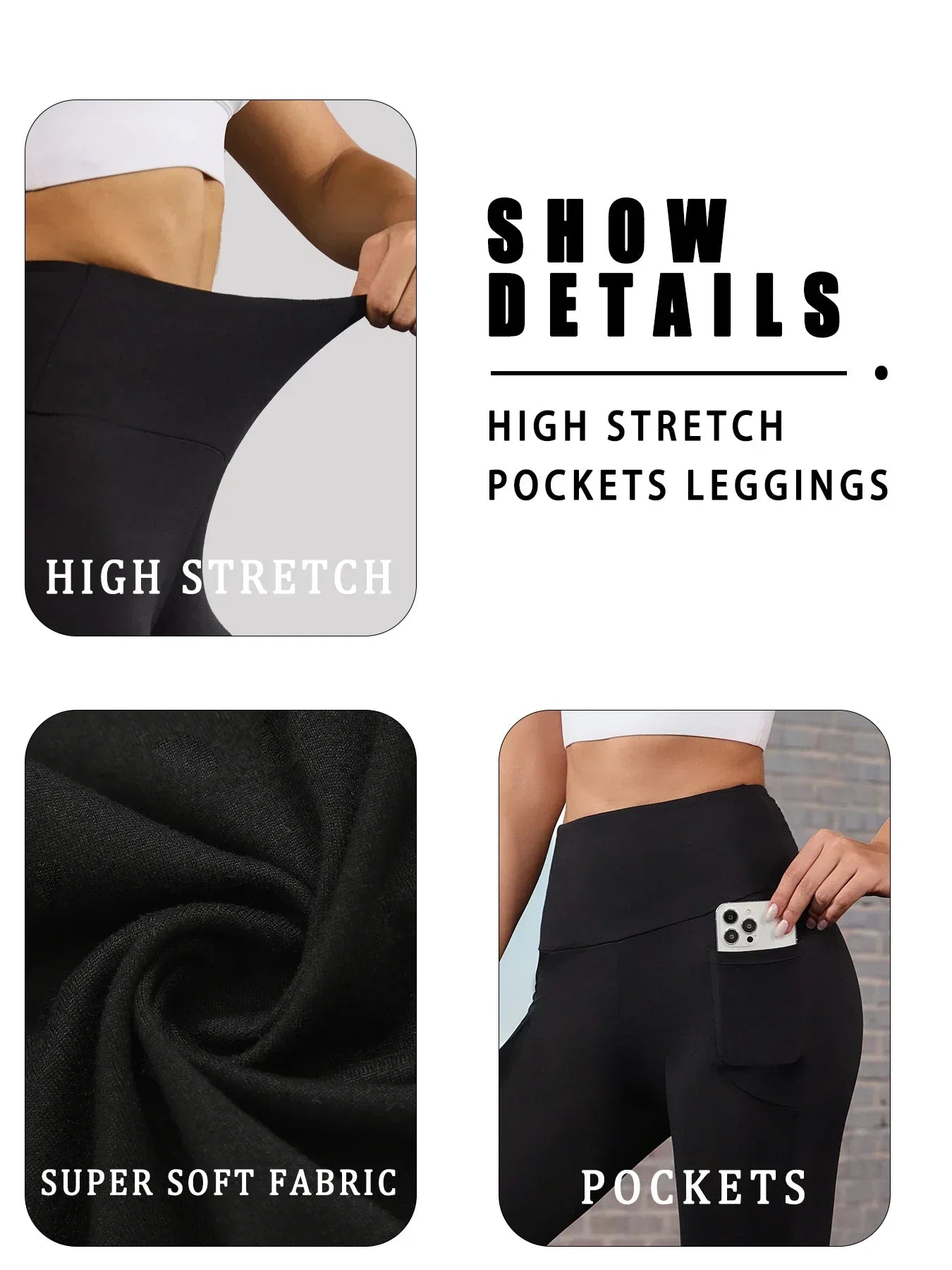 🖤 2-Pack Super Soft High Waisted Sports Leggings with Pockets