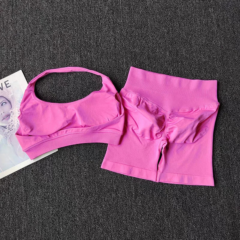 :  🧘‍♀️ 2 Pieces Seamless Yoga Set – Women’s Sports Bra & Shorts Workout Outfit