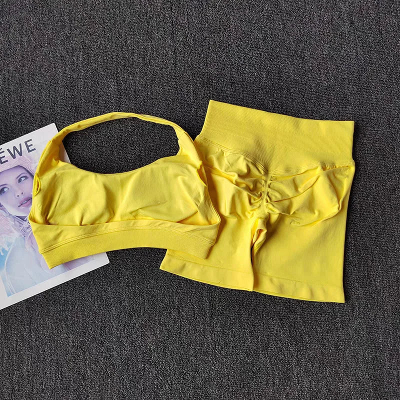 :  🧘‍♀️ 2 Pieces Seamless Yoga Set – Women’s Sports Bra & Shorts Workout Outfit