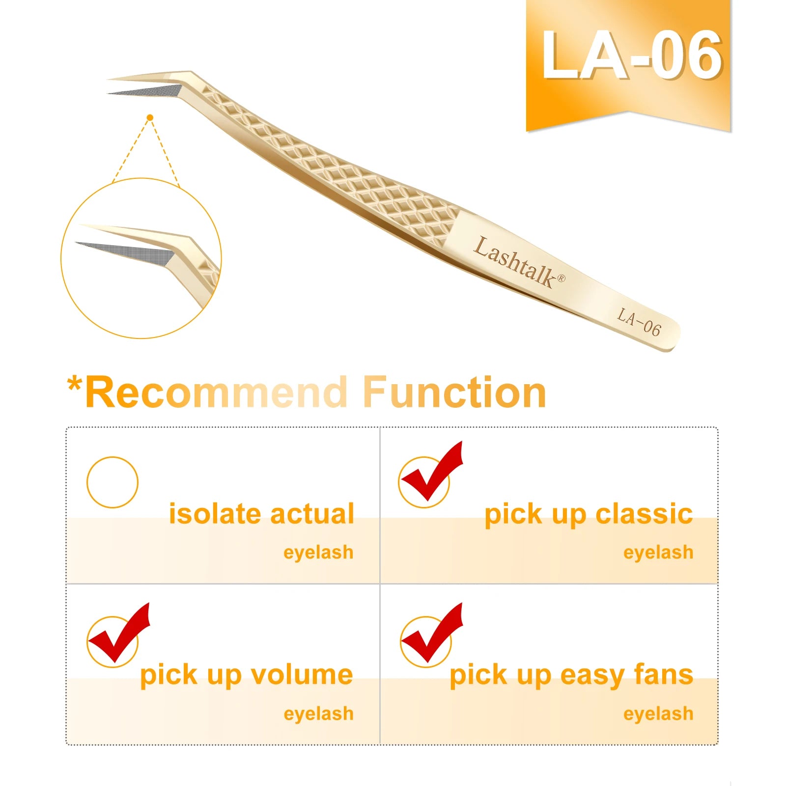 Lashtalk Precision Fiber Tip Tweezer – Diamond Grip, Flawless Lash Control