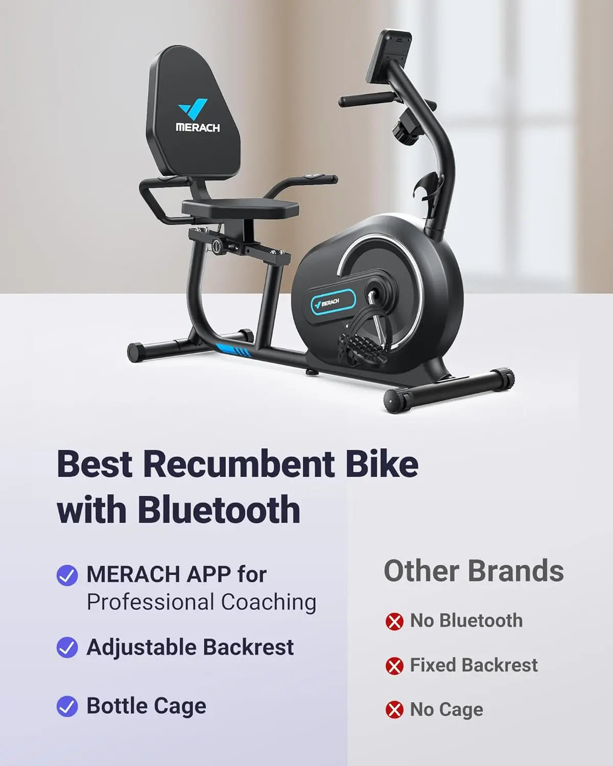 MERACH Recumbent Exercise Bike with Smart Bluetooth & App