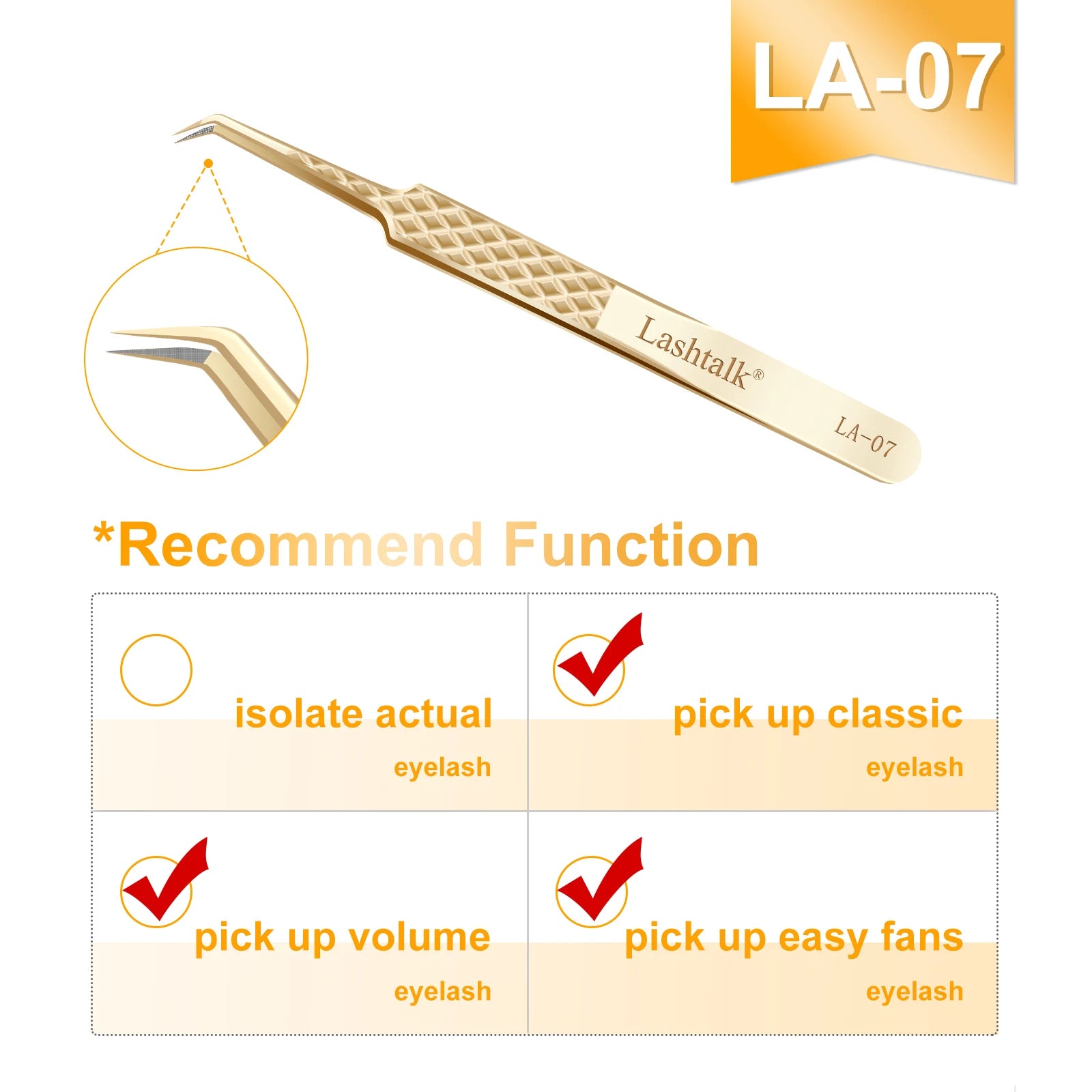 Lashtalk Precision Fiber Tip Tweezer – Diamond Grip, Flawless Lash Control