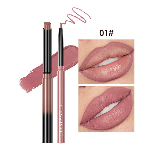 :  💋 QIBEST 2pcs Lipstick & Lipliner Pen Set – Matte Nude Waterproof Duo