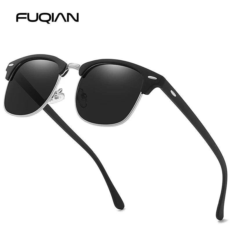 Classic Half Frame Polarized Sunglasses – Retro Style, Modern Eye Protection