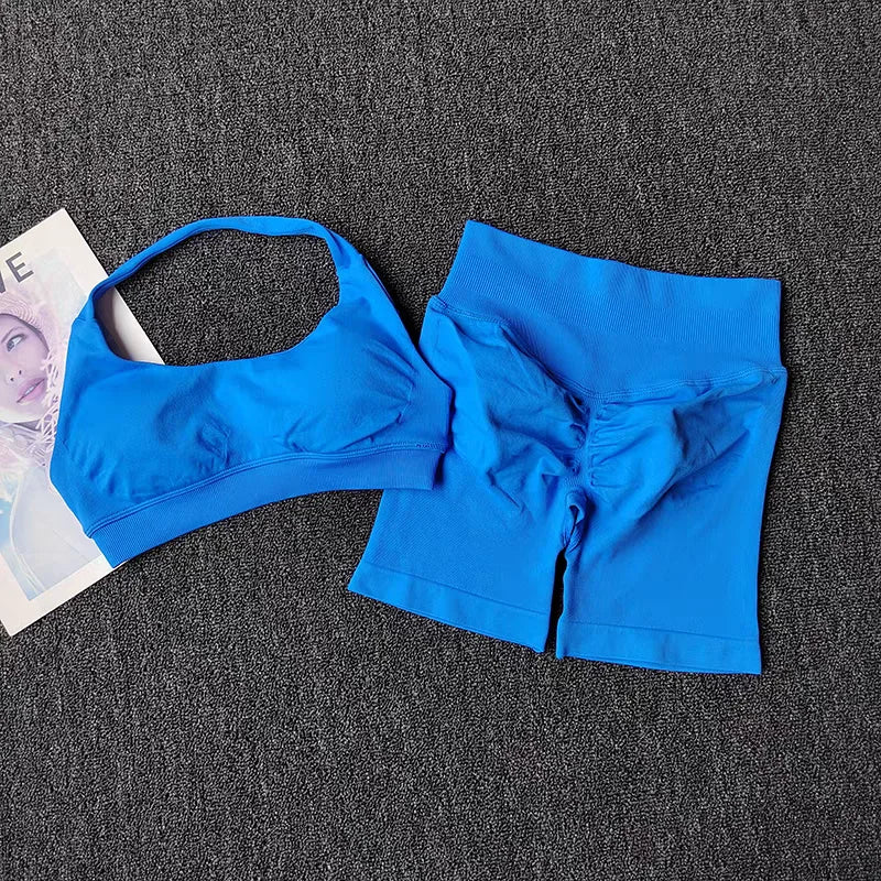 :  🧘‍♀️ 2 Pieces Seamless Yoga Set – Women’s Sports Bra & Shorts Workout Outfit