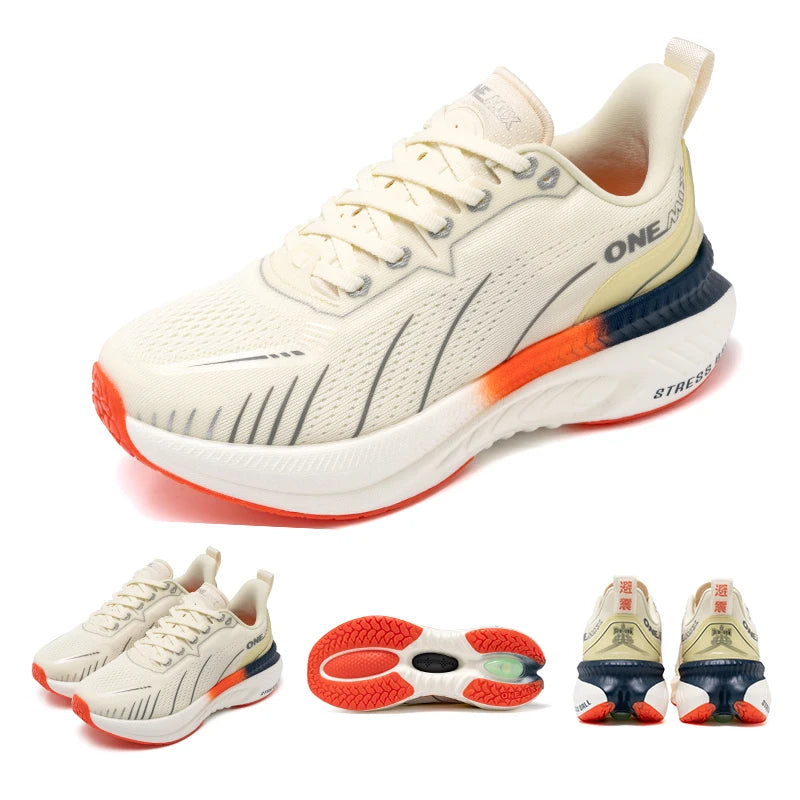 👟 ONEMIX White Road Running Shoes – Air Cushion Comfort & Performance