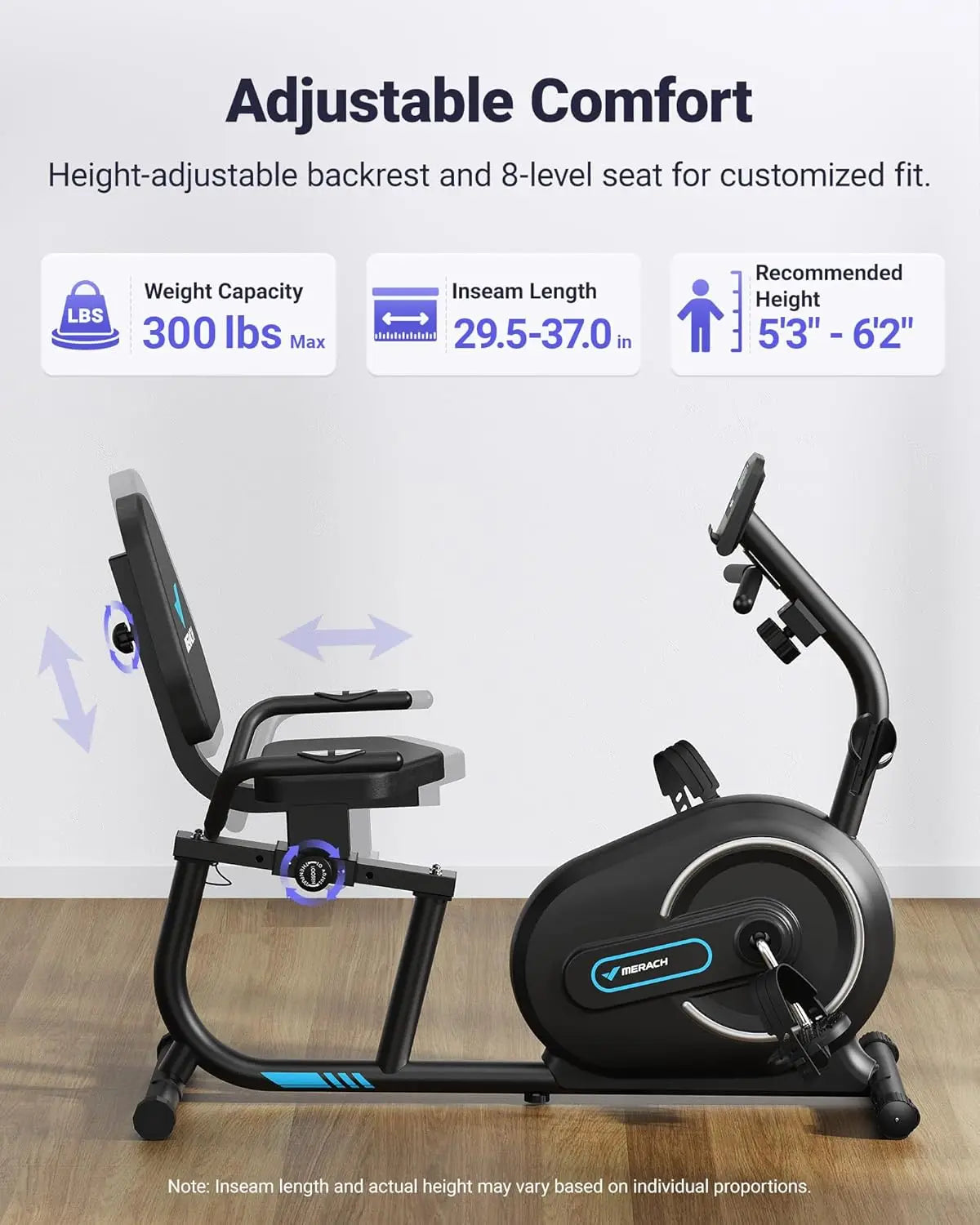 MERACH Recumbent Exercise Bike with Smart Bluetooth & App