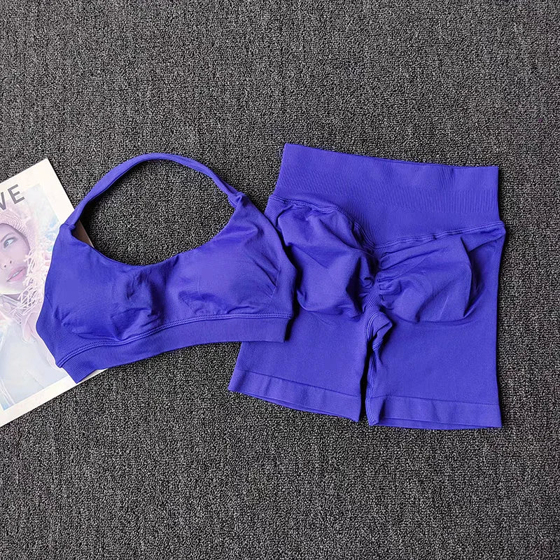 :  🧘‍♀️ 2 Pieces Seamless Yoga Set – Women’s Sports Bra & Shorts Workout Outfit
