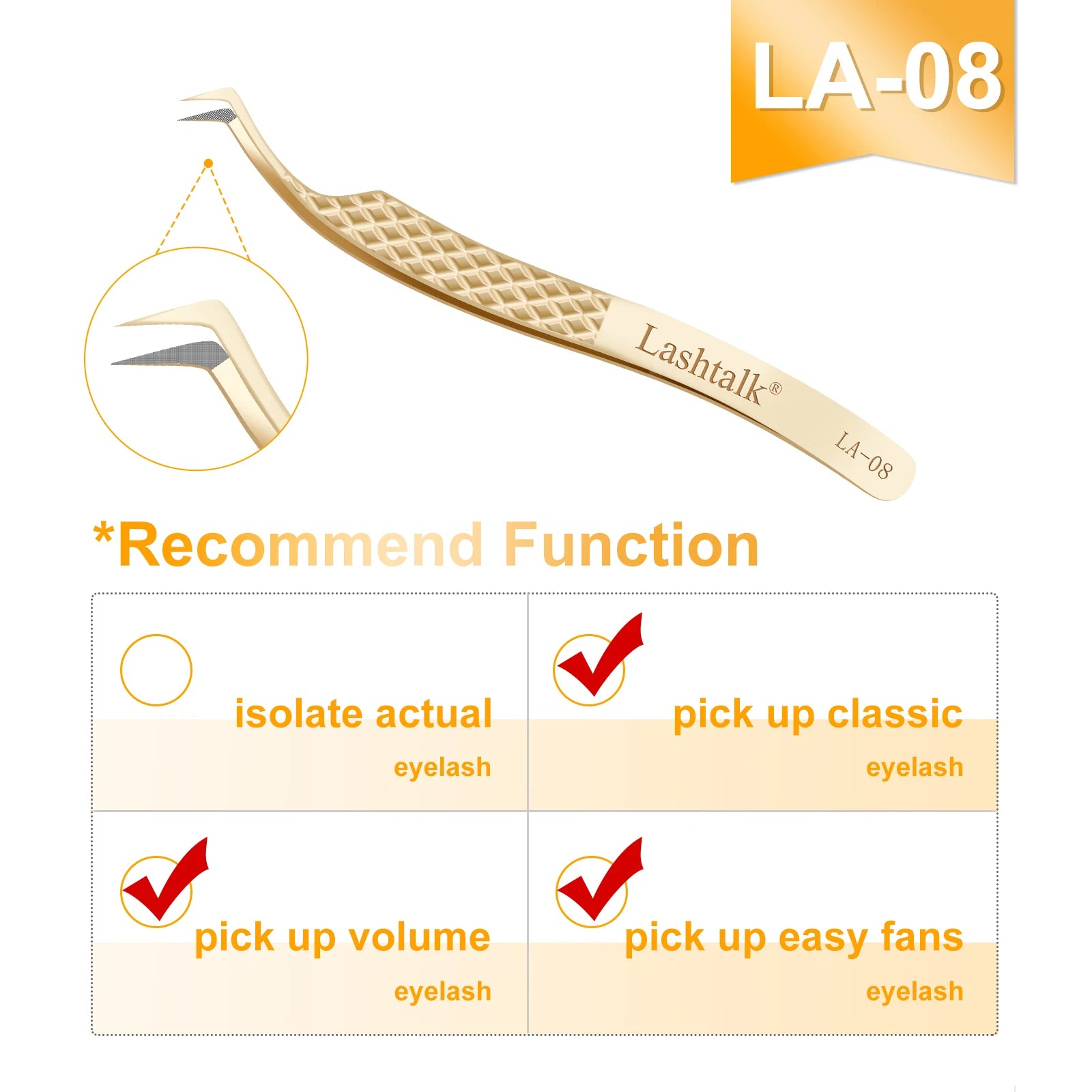 Lashtalk Precision Fiber Tip Tweezer – Diamond Grip, Flawless Lash Control