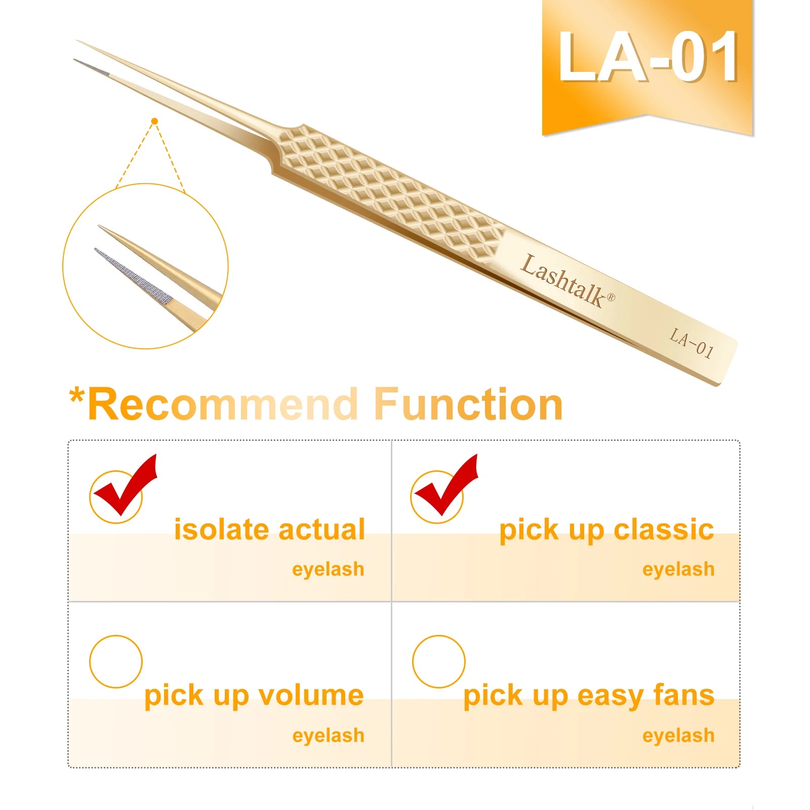 Lashtalk Precision Fiber Tip Tweezer – Diamond Grip, Flawless Lash Control