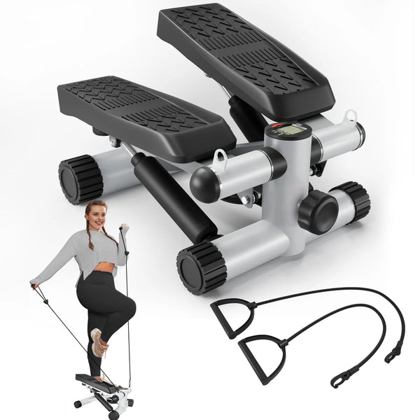 Hydraulic Stair Stepper with Resistance Bands & LCD Monitor