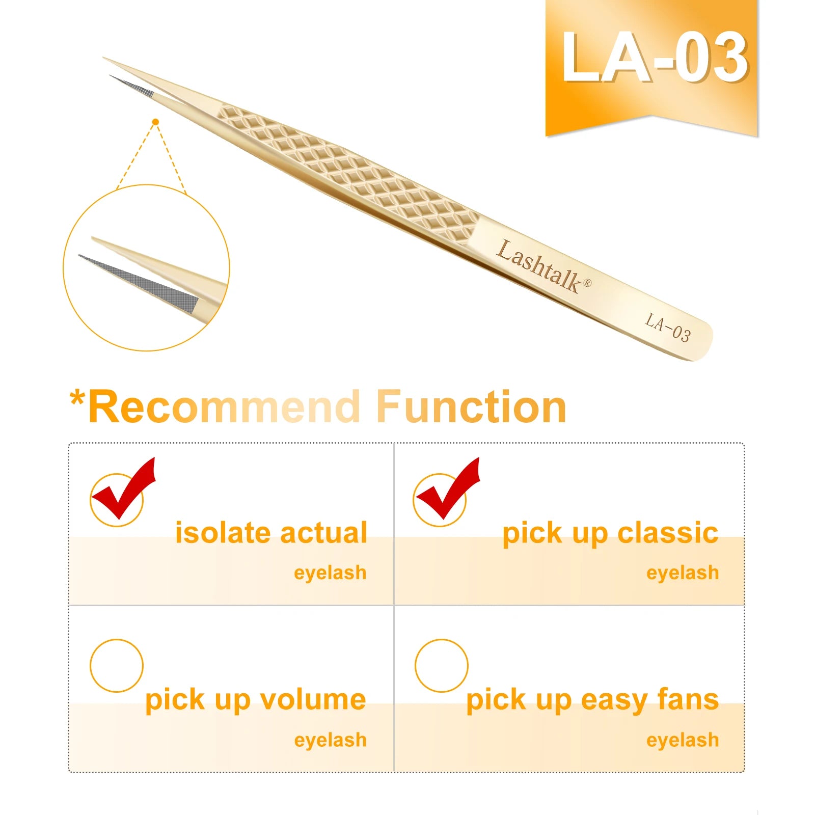 Lashtalk Precision Fiber Tip Tweezer – Diamond Grip, Flawless Lash Control