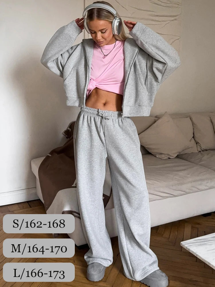 🍂 Autumn Women’s Tracksuit with Zipper & Hood – Casual Two-Piece Set