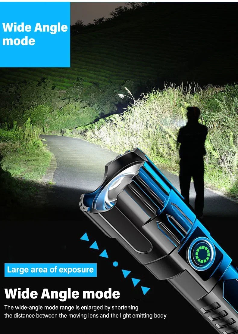 High-Power 2000LM LED Tactical Flashlight – Zoomable, USB Rechargeable