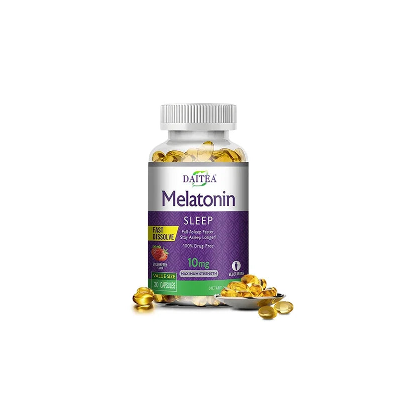 🌙 Daitea Melatonin 10mg – Sleep Dietary Supplement (120 Strawberry Flavored Capsules)