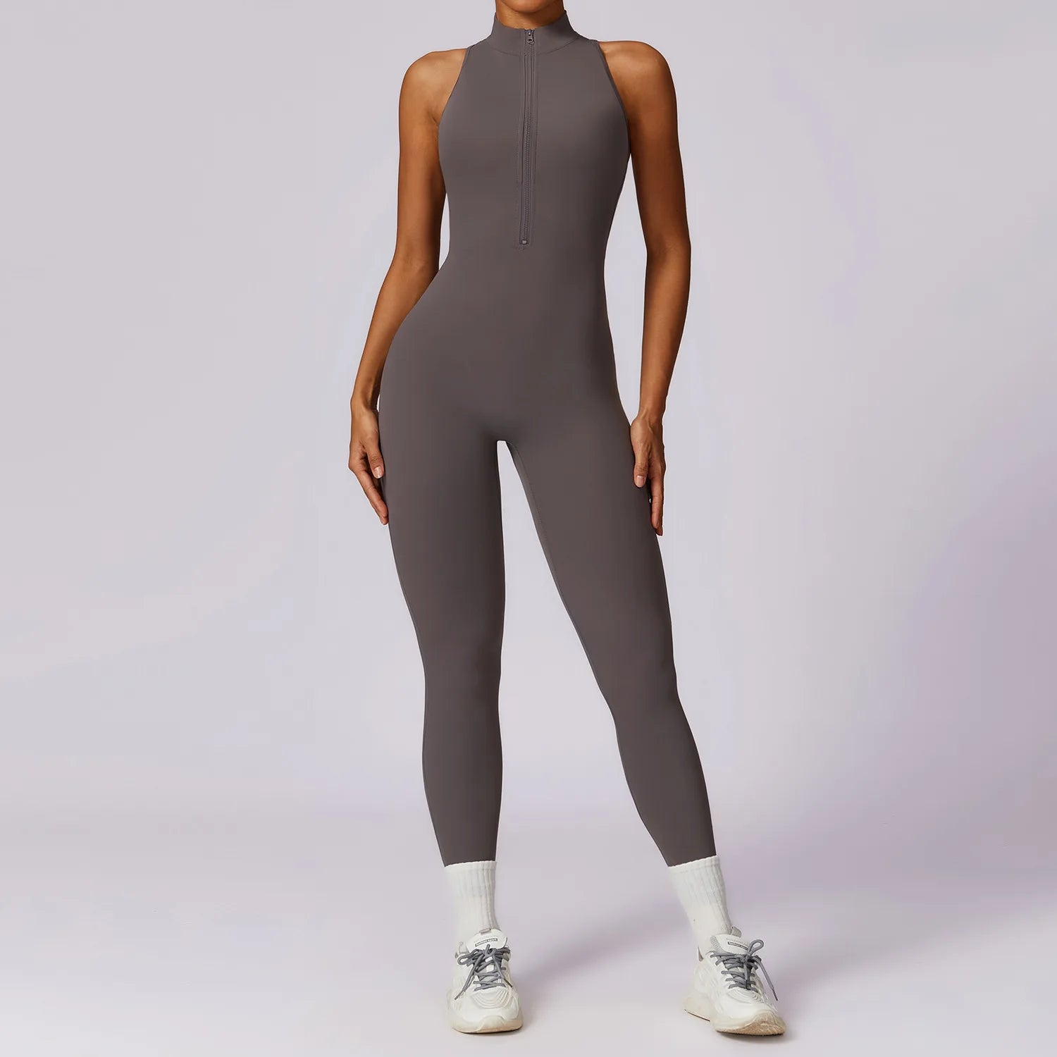 🔥 Women’s V-Back One-Piece Sports Jumpsuit – Backless Workout Bodysuit